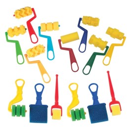 Creativity Street® Foam Rollers & Brush Classroom Pack, Assorted Colors & Sizes, 14 Pieces