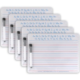 Pacon® Handwriting Whiteboard Dry Erase Set, 2-Sided, Ruled/Plain, with Marker/Eraser, 9" x 12", 5 Sets