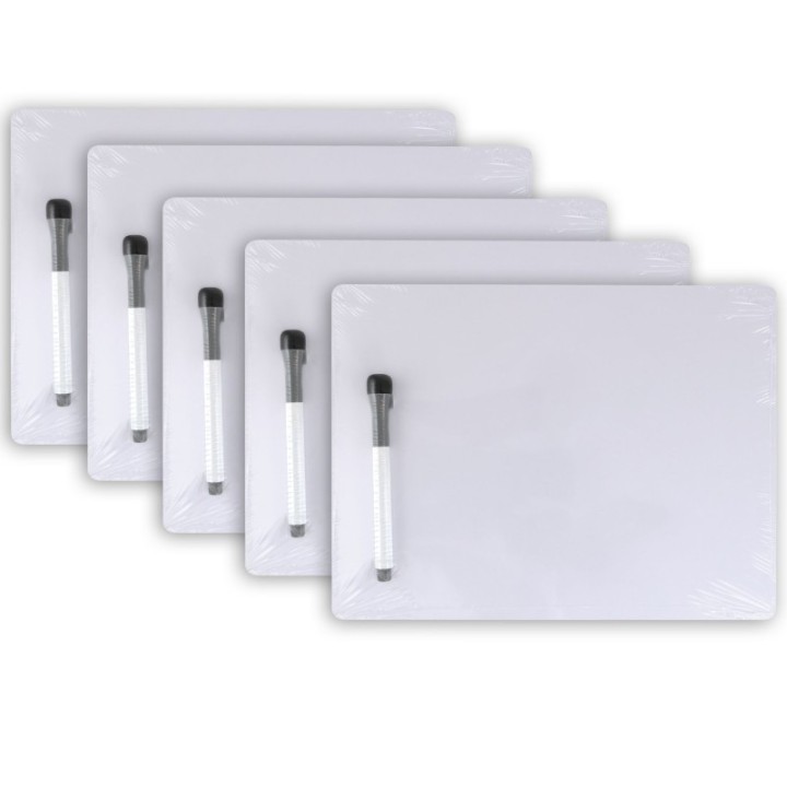 Pacon® Dry Erase Whiteboard, 1-Sided, Plain, with Marker/Eraser, 9" x 12", 5 Sets