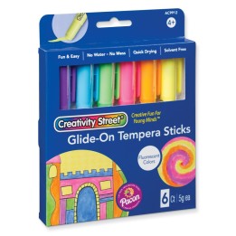 Creativity Street® Glide-On Tempera Paint Sticks, 6 Assorted Fluorescent Colors, 5 grams, 6 Count