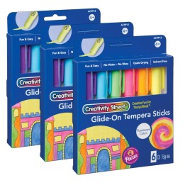 Creativity Street® Glide-On Tempera Paint Sticks, Fluorescent Colors, 5 grams, 6 Per Pack, 3 Packs