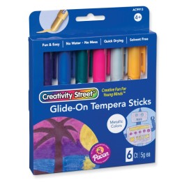 Creativity Street® Glide-On Tempera Paint Sticks, 6 Assorted Metallic Colors, 5 grams, 6 Count