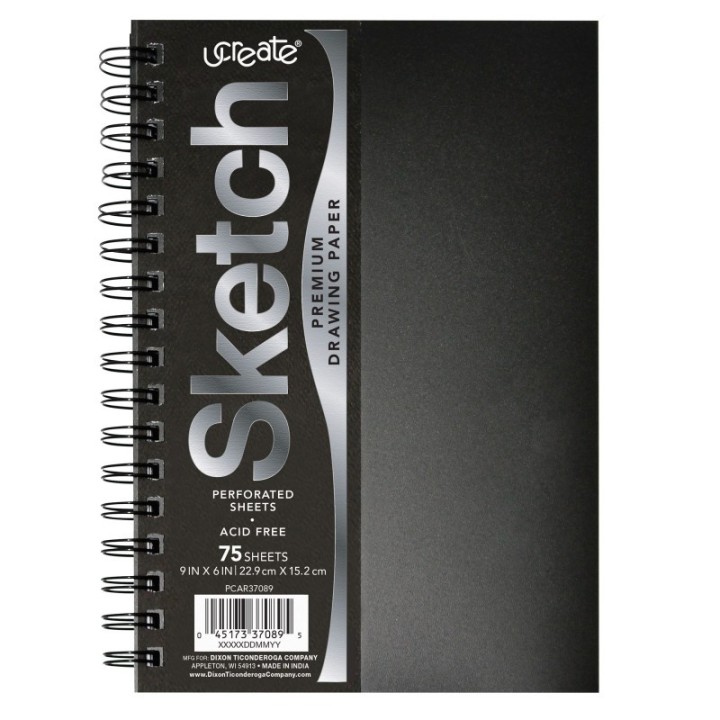 UCreate® Poly Cover Sketch Book, Heavyweight, 9" x 6", 75 Sheets