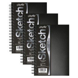 UCreate® Poly Cover Sketch Book, Heavyweight, 9" x 6", 75 Sheets, Pack of 3
