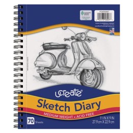 UCreate® Sketch Diary, Medium Weight, 11" x 9", 70 Sheets