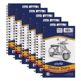 UCreate® Sketch Diary, Medium Weight, 9-1/2" x 6", 70 Sheets, Pack of 6