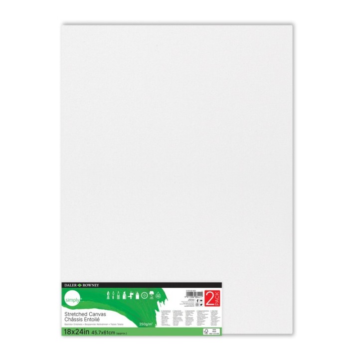Simply® Stretched Canvas, 18" x 24", Pack of 2