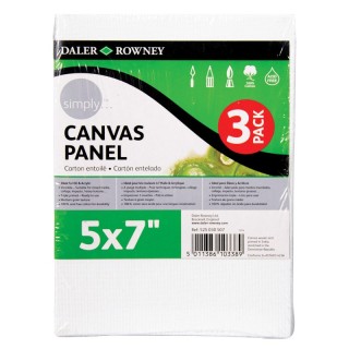 Daler-Rowney Simply White Canvas Panels Set, 5" x 7", 3-Pack