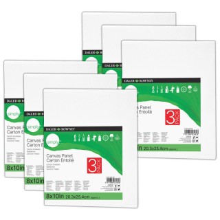 Daler-Rowney Simply White Canvas Panels Set, 8" x 10", 3 Per Pack, 6 Packs