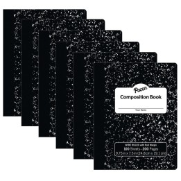 Pacon® Composition Book, Black Marble, 3/8" Ruled w/Margin, 9-3/4" x 7-1/2", 100 Sheets Per Book, Pack of 6