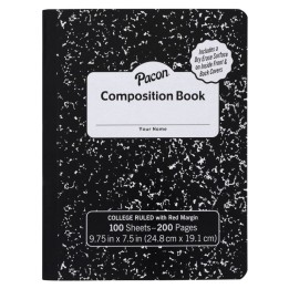 Pacon® Composition Books with Dry Erase Surfaces, Black Marble, 3/8" Ruled w/ Margin , 100 sheets