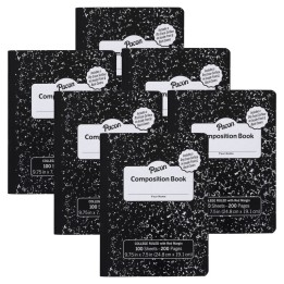 Pacon® Composition Books with Dry Erase Surfaces, Black Marble, 3/8" Ruled w/Margin , 100 Sheets/200 Pages, Pack of 6