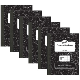 Pacon® Composition Book, Black Marble, 1 cm Quadrille Ruled 9-3/4" x 7-1/2", 100 Sheets, Pack of 6