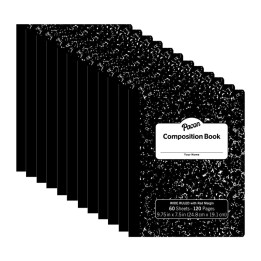 Pacon® Composition Book, Black Marble, 3/8" Ruled w/Margin, 9-3/4" x 7-1/2", 60 Sheets, Pack of 12