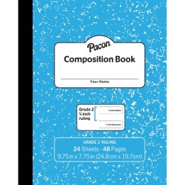 Pacon® Composition Book, Grade 2, Blue Marble, 3/4" x 3/8" x 3/8" Ruled, 9-3/4" x 7-3/4", 24 Sheets