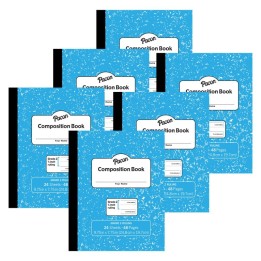 Pacon® Composition Book, Grade 2, Blue Marble, 3/4" x 3/8" x 3/8" Ruled, 9-3/4" x 7-3/4", 24 Sheets, Pack of 6