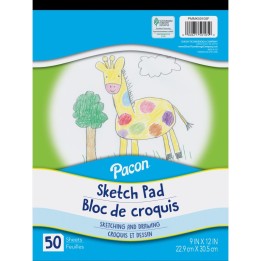 Pacon® Sketch Pad, White, 9" x 12", 50 Sheets