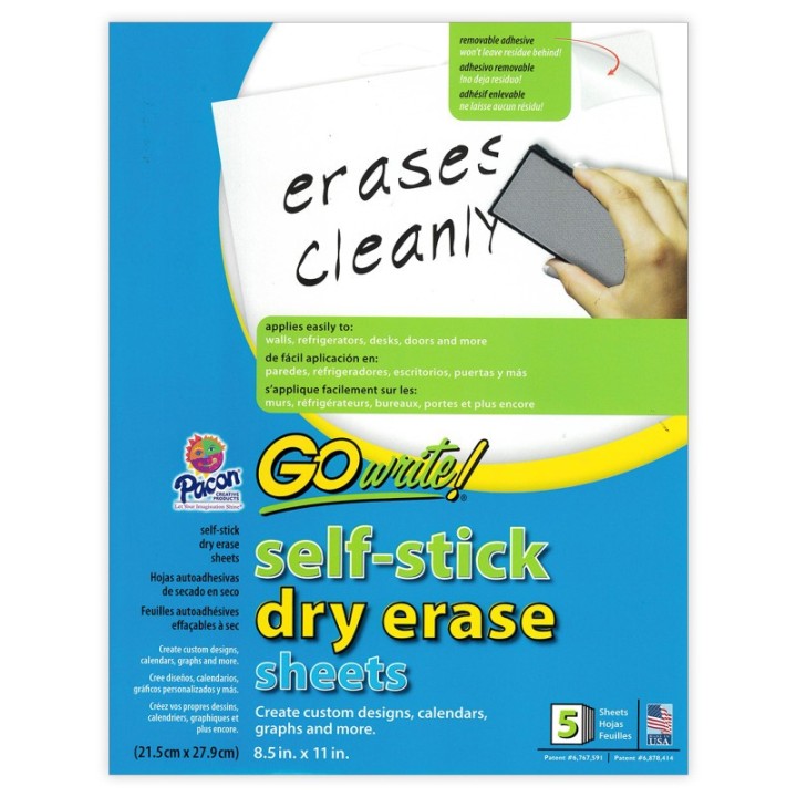 Array® Dry Erase Sheets, 8.5" x 11" Plain, Pack of 5