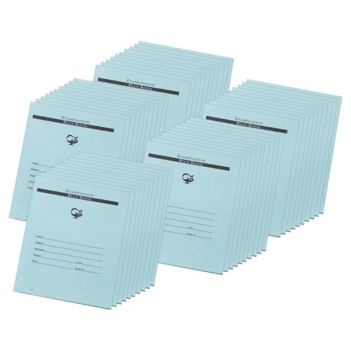 Pacon® Examination Blue Book, 12 Pages, 3/8 in ruled, 7" x 8-1/2", 50 Books
