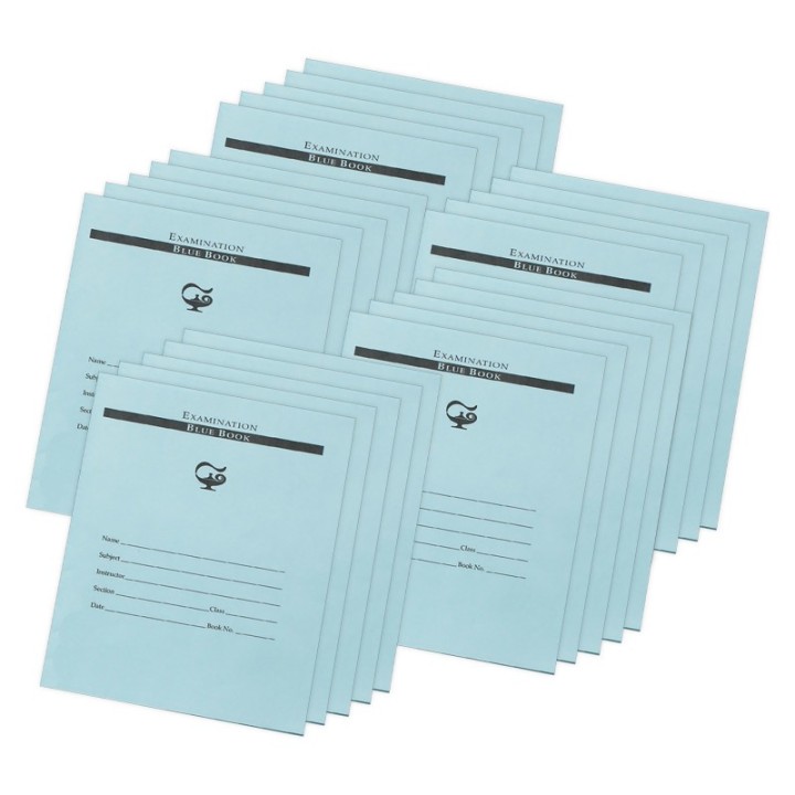 Pacon® Examination Blue Book, 32 Pages, 3/8 in ruled, 7" x 8-1/2", 25 Books