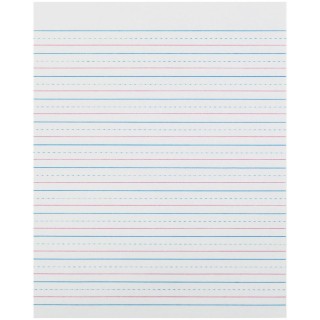 Zaner-Bloser® Sulphite Handwriting Paper, Dotted Midline, Grade 2, 1/2" x 1/4" x 1/4" Ruled Short, 8" x 10-1/2", 500 Sheets