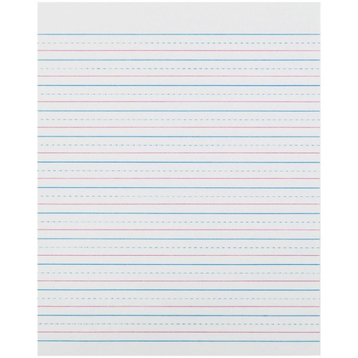 Zaner-Bloser® Sulphite Handwriting Paper, Dotted Midline, Grade 2, 1/2" x 1/4" x 1/4" Ruled Short, 8" x 10-1/2", 500 Sheets