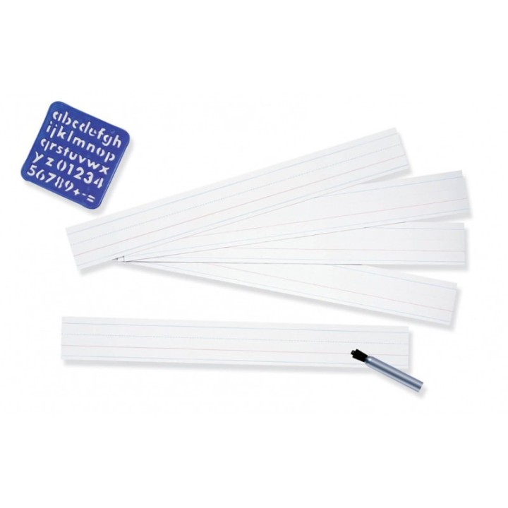 Pacon® Zaner-Bloser™ Sentence Strips, White, 1-1/2 in x 3/4 in x 3/4 in ruled 3" x 24", 100 Strips