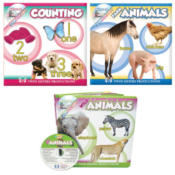 Twin Sisters Productions Board Book Bundle with CD, Set of 3