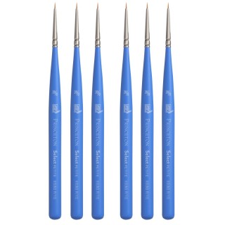 Princeton Select Artiste Round Brush, Synthetic Bristles, Short Handle Mixed Media Paintbrush, Jewel Blue, Size 20/0, Pack of 6
