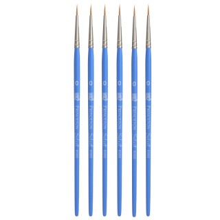 Princeton Select Artiste Round Brush, Synthetic Bristles, Short Handle Mixed Media Paintbrush, Jewel Blue, Size 0, Pack of 6