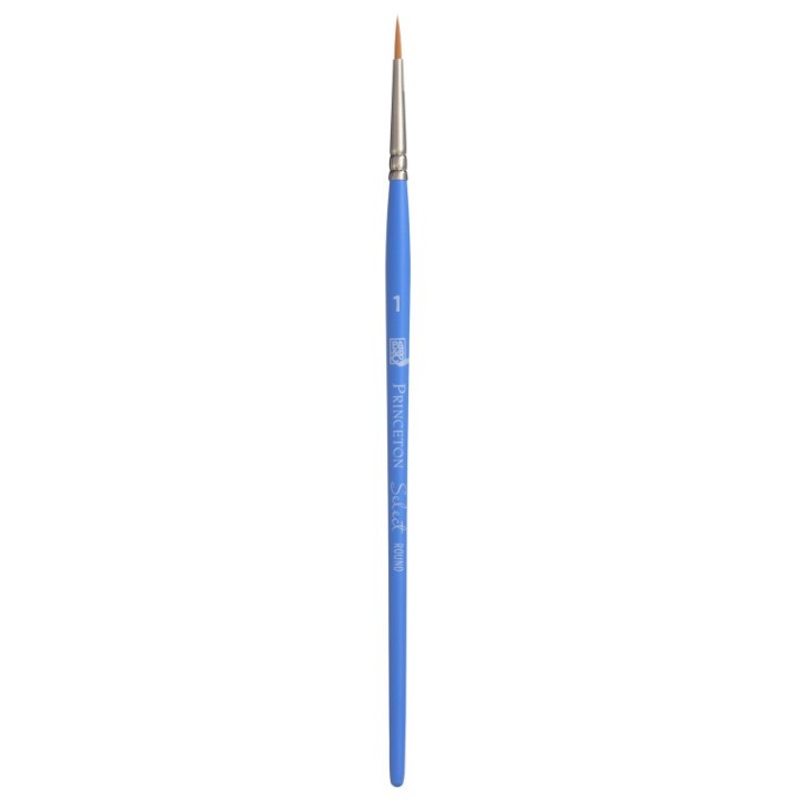 Princeton Select Artiste Round Brush, Synthetic Bristles, Short Handle Mixed Media Paintbrush, Jewel Blue, Size 1, 1 Count
