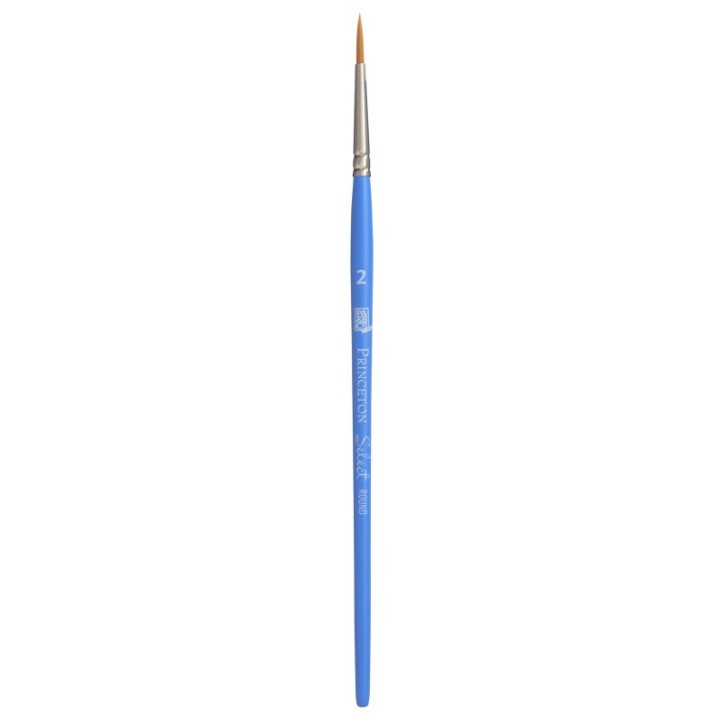 Princeton Select Artiste Round Brush, Synthetic Bristles, Short Handle Mixed Media Paintbrush, Jewel Blue, Size 2, 1 Count