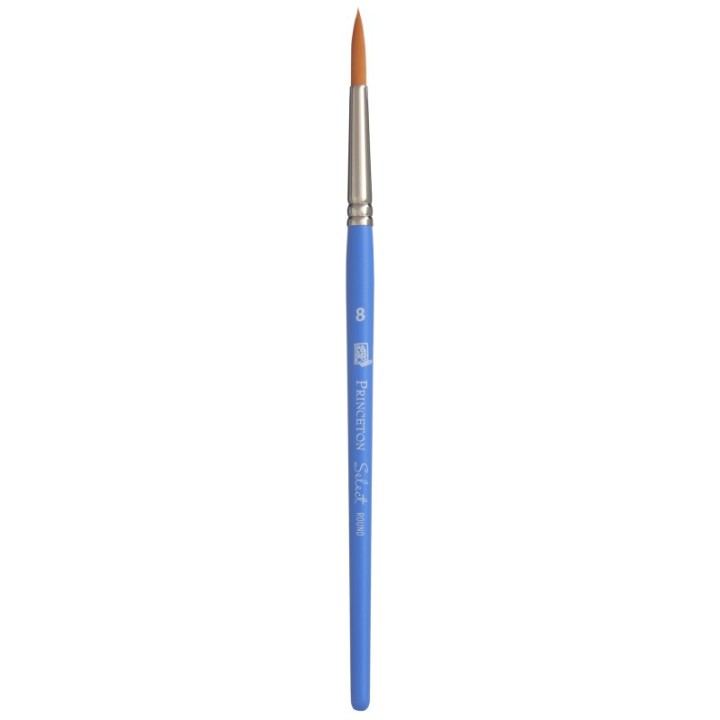 Princeton Select Artiste Round Brush, Synthetic Bristles, Short Handle Mixed Media Paintbrush, Jewel Blue, Size 8, 1 Count