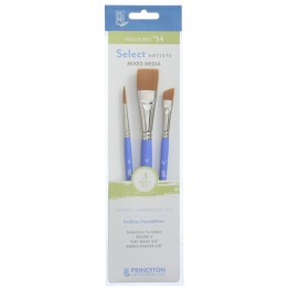 Princeton Select Artiste Brush Set No. 14, Synthetic Bristles, Short Handle Mixed Media Paintbrush, Jewel Blue, 3 Pieces