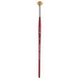 Princeton Velvetouch Fan Brush, Synthetic Bristles, Short Handle Mixed Media Paintbrush, Scarlet, Size 10/0, 1 Count