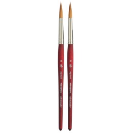 Princeton Velvetouch Long Round Brush, Synthetic Bristles, Short Handle Mixed Media Paintbrush, Scarlet, Size 10, Pack of 2