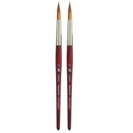 Princeton Velvetouch Long Round Brush, Synthetic Bristles, Short Handle Mixed Media Paintbrush, Scarlet, Size 12, Pack of 2