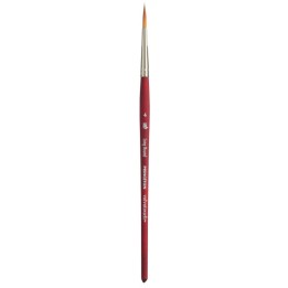 Princeton Velvetouch Long Round Brush, Synthetic Bristles, Short Handle Mixed Media Paintbrush, Scarlet, Size 4, 1 Count