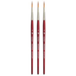 Princeton Velvetouch Long Round Brush, Synthetic Bristles, Short Handle Mixed Media Paintbrush, Scarlet, Size 4, Pack of 3
