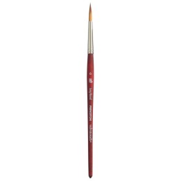 Princeton Velvetouch Long Round Brush, Synthetic Bristles, Short Handle Mixed Media Paintbrush, Scarlet, Size 6, 1 Count