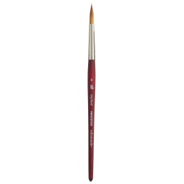 Princeton Velvetouch Long Round Brush, Synthetic Bristles, Short Handle Mixed Media Paintbrush, Scarlet, Size 8, 1 Count