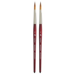 Princeton Velvetouch Long Round Brush, Synthetic Bristles, Short Handle Mixed Media Paintbrush, Scarlet, Size 8, Pack of 2