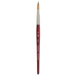 Princeton Velvetouch Round Brush, Synthetic Bristles, Short Handle Mixed Media Paintbrush, Scarlet, Size 10, 1 Count