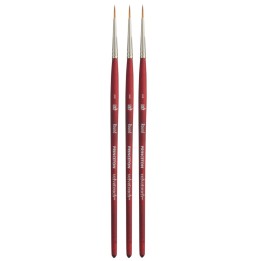 Princeton Velvetouch Round Brush, Synthetic Bristles, Short Handle Mixed Media Paintbrush, Scarlet, Size 1, Pack of 3