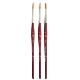 Princeton Velvetouch Round Brush, Synthetic Bristles, Short Handle Mixed Media Paintbrush, Scarlet, Size 6, Pack of 3
