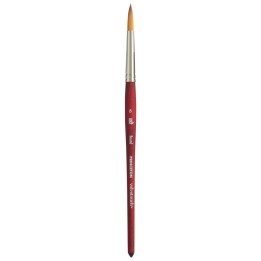 Princeton Velvetouch Round Brush, Synthetic Bristles, Short Handle Mixed Media Paintbrush, Scarlet, Size 8, 1 Count