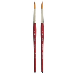 Princeton Velvetouch Round Brush, Synthetic Bristles, Short Handle Mixed Media Paintbrush, Scarlet, Size 8, Pack of 2