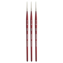 Princeton Velvetouch Spotter Brush, Synthetic Bristles, Short Handle Mixed Media Paintbrush, Scarlet, Size 18/0, Pack of 3