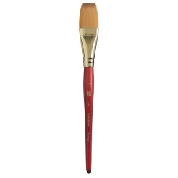 Princeton Heritage Stroke Brush, Synthetic Bristles, Short Handle Watercolor Paintbrush, Scarlet, Size 1 inch, 1 Count