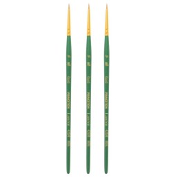 Princeton Lauren Round Brush, Synthetic Bristles, Short Handle Watercolor Paintbrush, Evergreen, Size 3/0, Pack of 3